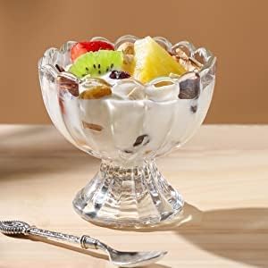 SHRUJA Glass Ice Cream Dessert Striped Bowl Set 120 ml Perfect for Fruit Salad or PuddingSet of 6 - Image 2