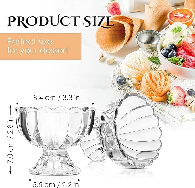 SHRUJA Glass Ice Cream Dessert Striped Bowl Set 120 ml Perfect for Fruit Salad or PuddingSet of 6 - Image 5