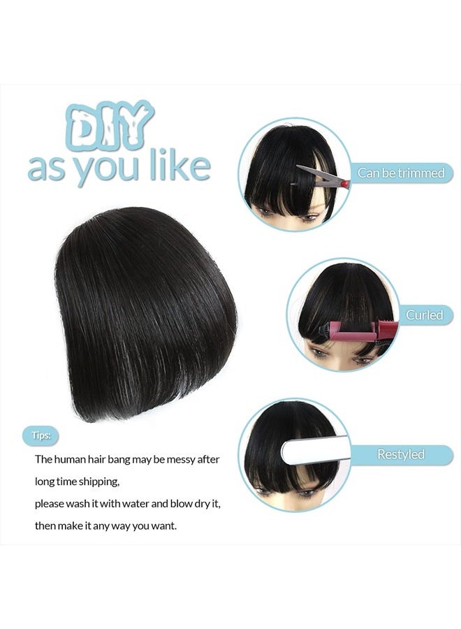 SHINON HAIQUAN Fringe Hair Bang Extensions Human Hair Flat Bangs Hand Tied Bang Fashion Clip in Hair Extension Dark Brown - Image 5