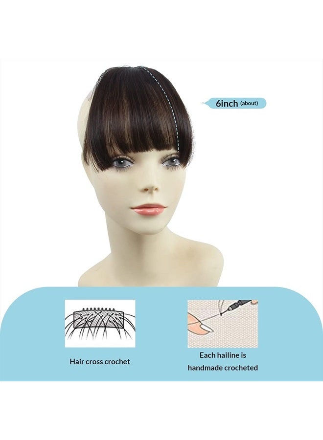 SHINON HAIQUAN Fringe Hair Bang Extensions Human Hair Flat Bangs Hand Tied Bang Fashion Clip in Hair Extension Dark Brown - Image 2