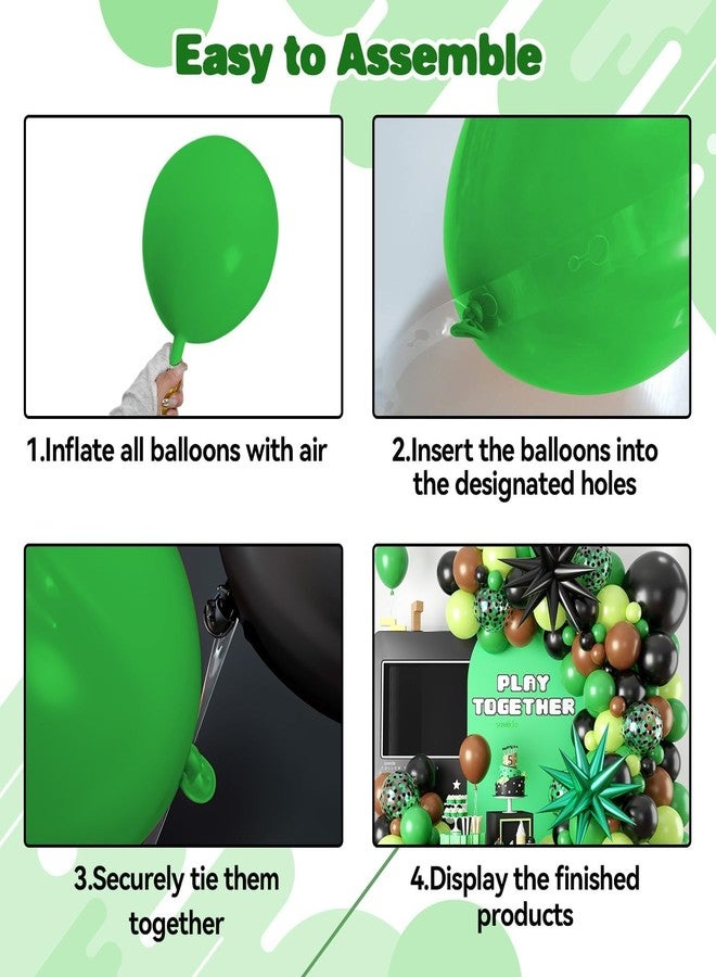 Sowide Green and Brown Balloon Garland Arch Kit,Brow Green and Black Balloons Garland Kit with 2pcs Star Foil Balloons for Video Theme Jungle Safari Game Party Baby Shower Grauation Birthday Decorations - Image 3
