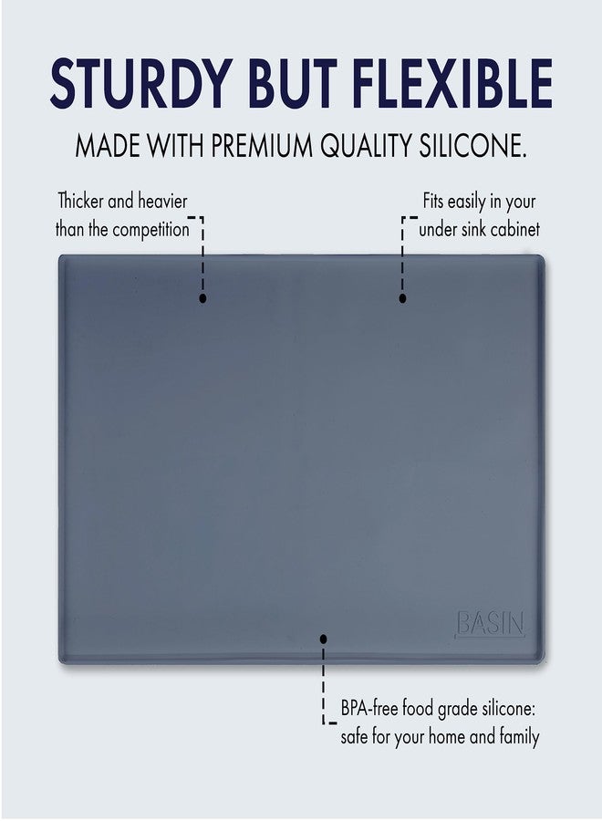 BASIN - Under Sink Mat - Cabinet Liner - The Original Silicone Under Sink Mats for Kitchen Waterproof - House Organization Must Haves - New Home Must Haves - Large Silicone Mat Drip Tray 34"x22" Gray - Image 2