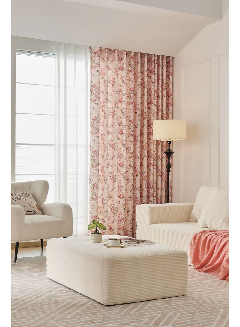 QBAID Floral Printed Curtain 1 Panel Semi Blackout Elegant Window Drapes - Image 2