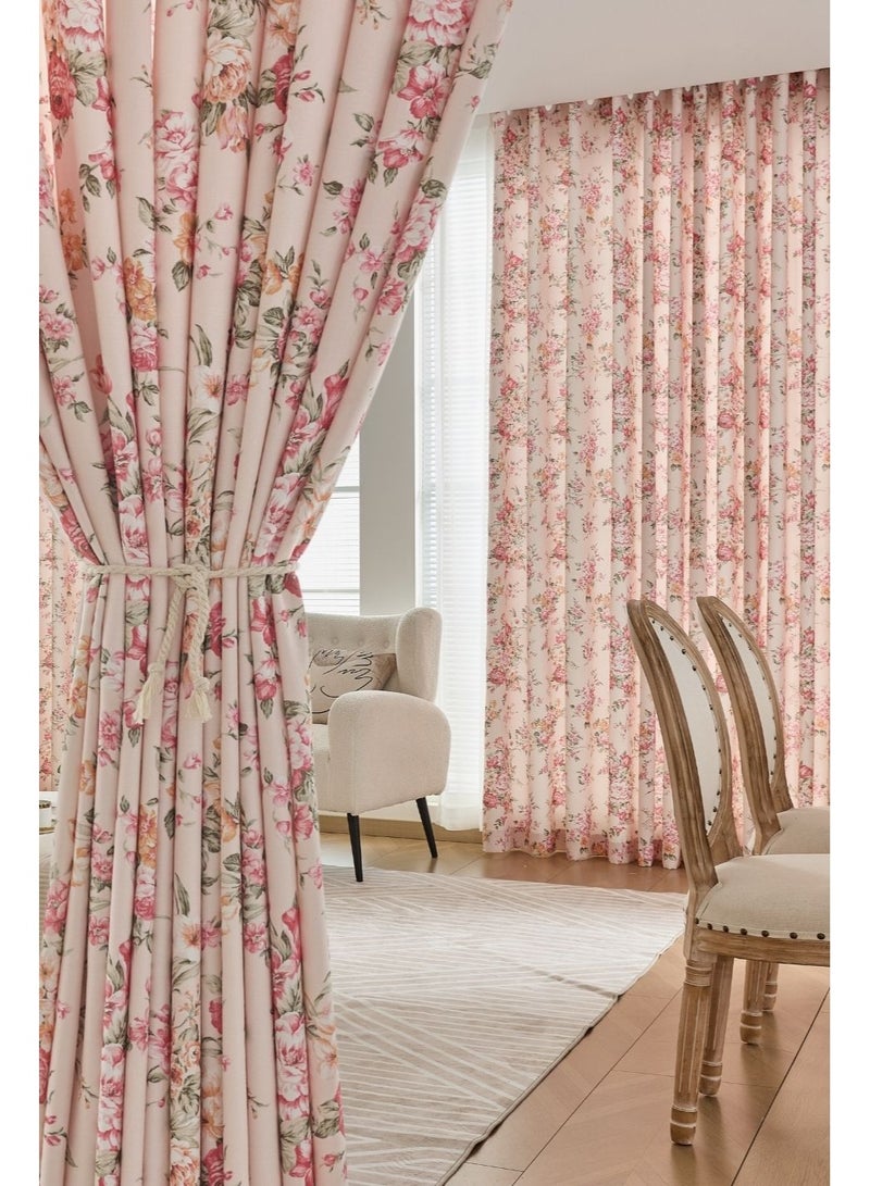 QBAID Floral Printed Curtain 1 Panel Semi Blackout Elegant Window Drapes - Image 1