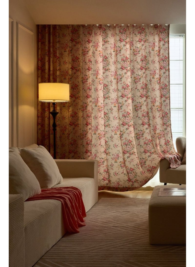 QBAID Floral Printed Curtain 1 Panel Semi Blackout Elegant Window Drapes - Image 4