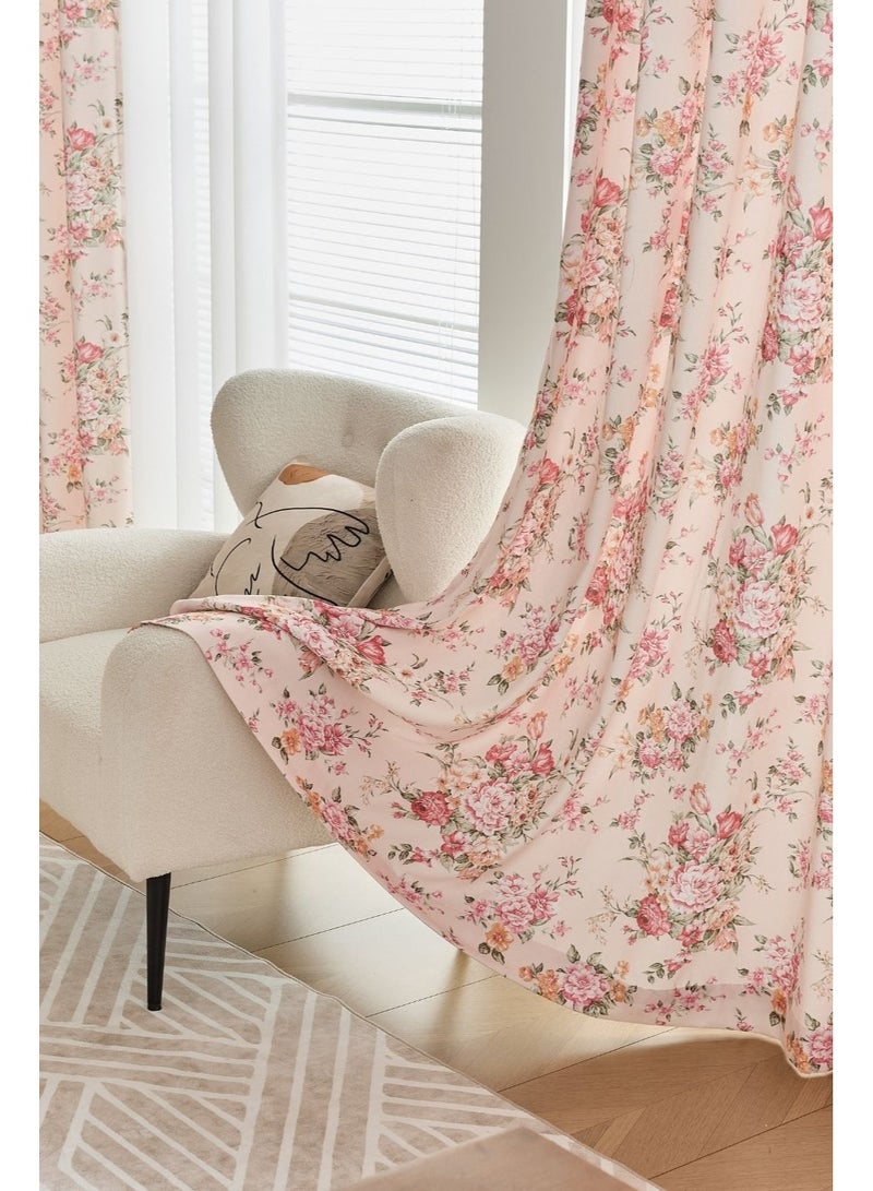 QBAID Floral Printed Curtain 1 Panel Semi Blackout Elegant Window Drapes - Image 3