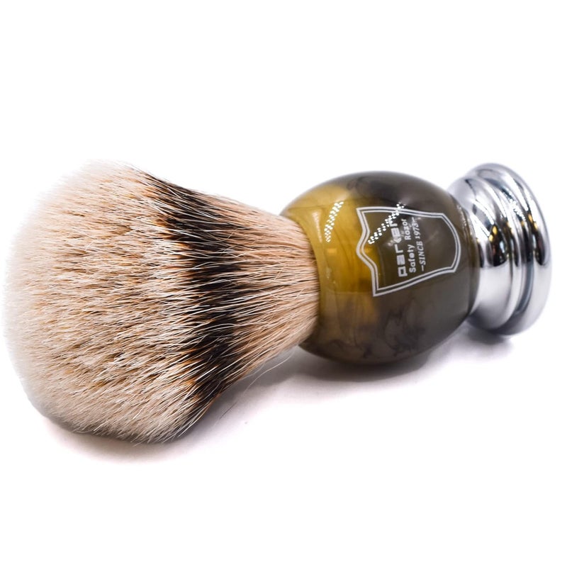 Parker Safety Razor Parker 100% Silvertip Badger Shaving Brush â€“ Faux Horn Handle, Long Loft 22â€¯mm Knot, Chrome Base + Resin Stand â€“ Rich Lather, Sensitive Skin Friendly - Image 5