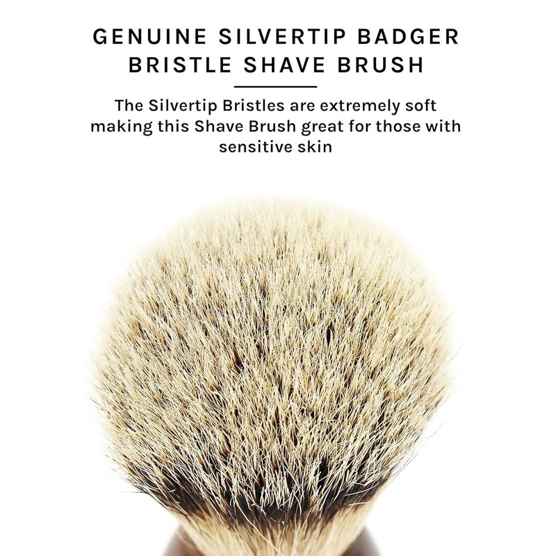 Parker Safety Razor Parker 100% Silvertip Badger Shaving Brush â€“ Faux Horn Handle, Long Loft 22â€¯mm Knot, Chrome Base + Resin Stand â€“ Rich Lather, Sensitive Skin Friendly - Image 3