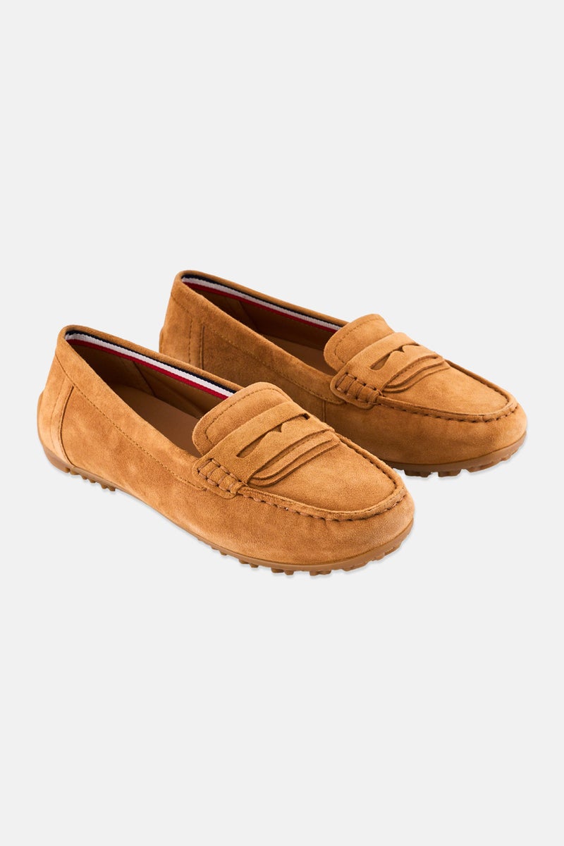 GEOX Women Kosmopolis Suede Slip On Loafers, Brown  - Image 1