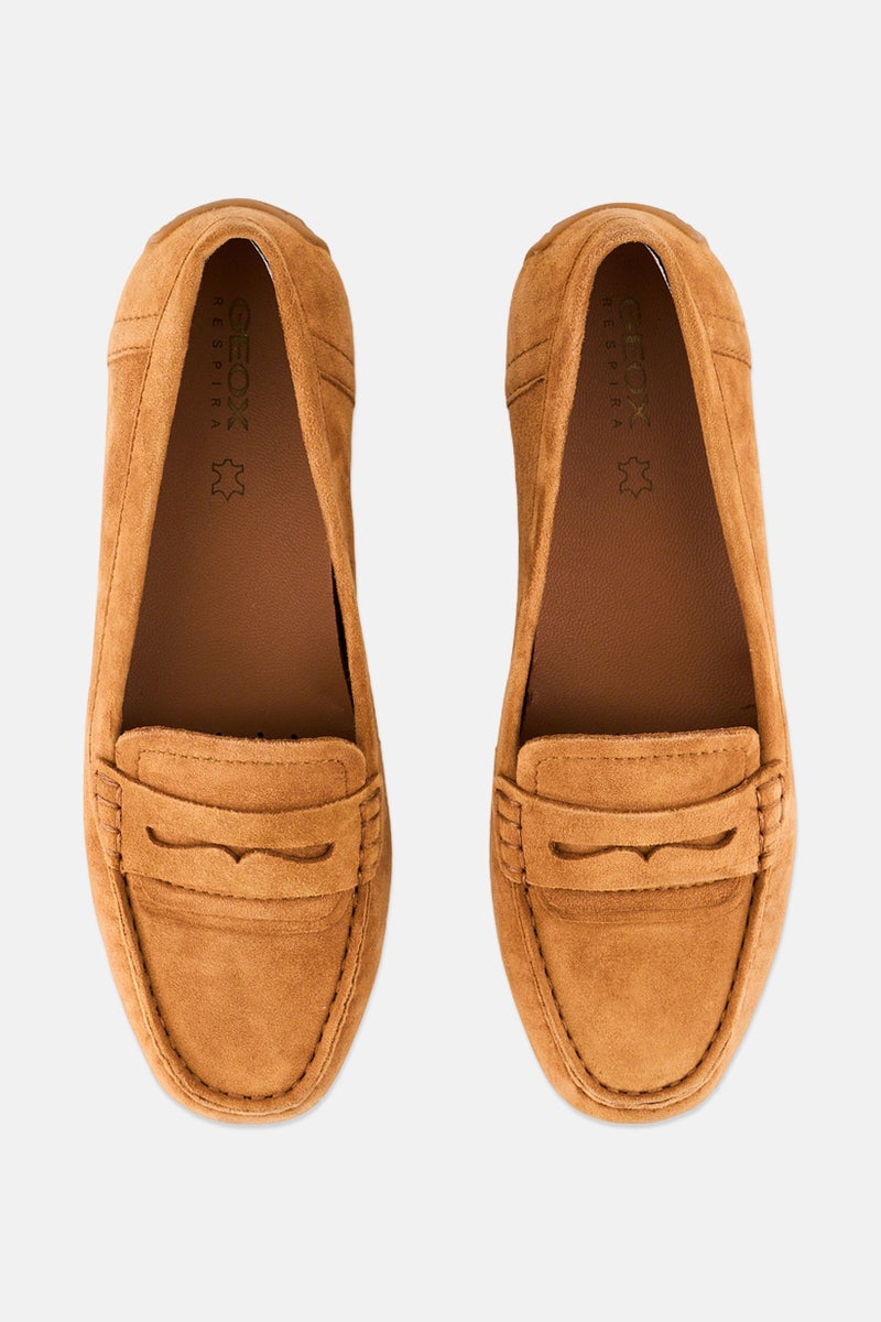 GEOX Women Kosmopolis Suede Slip On Loafers, Brown  - Image 3