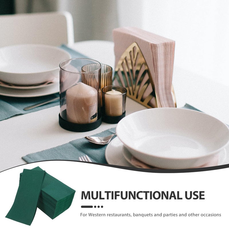 Dark Emerald Green Linen Texture Disposable Paper Napkins 50pcs For Wedding Banquet Party Event - Image 4