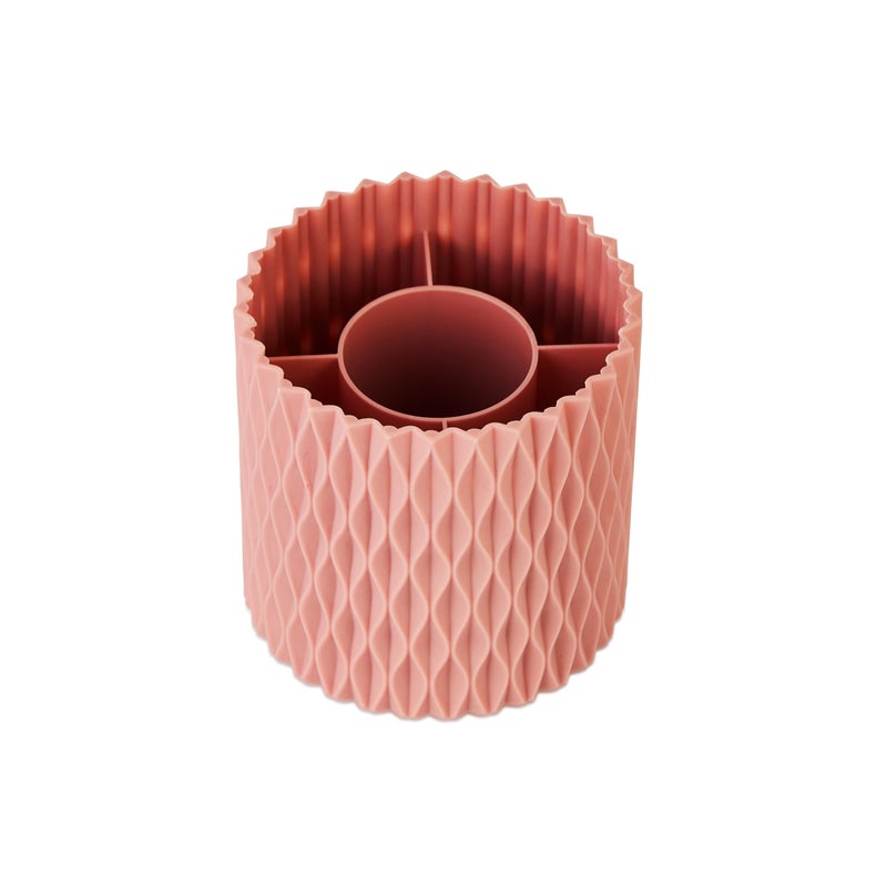 STANCRAY Portable 5 Compartment 360 Degree Rotating Makeup Brush Holder Set Organizer for Travel I Cosmetic Organizer Multifunctional Dressing Table Storage | Plastic (Pink) - Image 1