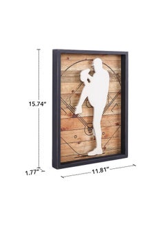 NIKKY HOME NIKKY HOME Baseball Decor Framed Wall Art Wooden Baseball Pitcher Poster Hanging Vintage Rustic Retro Funny Sport Room Decor Accessories Unique Birthday Gifts for Teen Boys Fan Men Kids, 12" x 16"  - Image 2