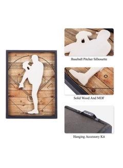 NIKKY HOME NIKKY HOME Baseball Decor Framed Wall Art Wooden Baseball Pitcher Poster Hanging Vintage Rustic Retro Funny Sport Room Decor Accessories Unique Birthday Gifts for Teen Boys Fan Men Kids, 12" x 16"  - Image 3