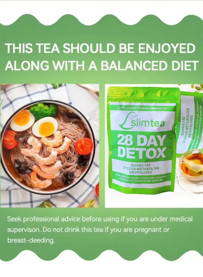 Wins Town شاي تخسيس عضوي لمدة 28 يومًا - أكياس شاي للتخلص من السموم ودعم صحة المعدة - Image 4