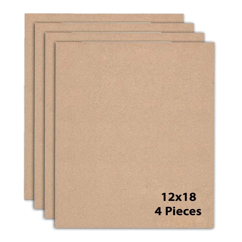 12x18 Inch MDF Board Wood Sheet for Mandala , Lippan, Resin Art & Craft, 4mm Thick, Premium Cardboard Material for Artists, Art and Craft Students - Hard Cutout in Small and Large Sizes (30x45 cms) (4)