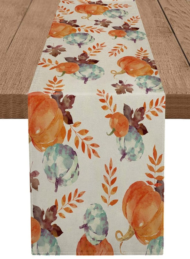 GAGEC Fall Table Runner Watercolor Pumpkin Autumn Harvest Thanksgiving Table Runners Holiday Dining Room Kitchen Table Party Decoration 13 x 72 Inch - Image 1