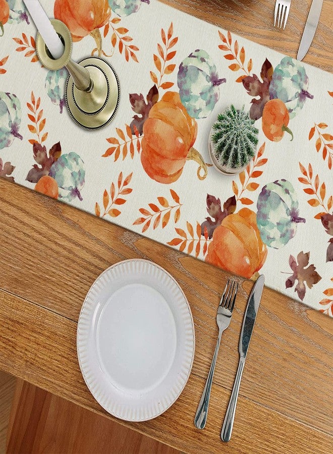 GAGEC Fall Table Runner Watercolor Pumpkin Autumn Harvest Thanksgiving Table Runners Holiday Dining Room Kitchen Table Party Decoration 13 x 72 Inch - Image 5
