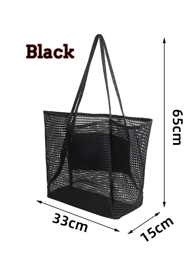 Generic Beach Bag with Mini Pocket, Sandproof, Mesh Beach Tote Bags for Women, Large Foldable Mesh Swimming Pool Travel Bags for Travel Pool Family Beach Vacation  - Image 2