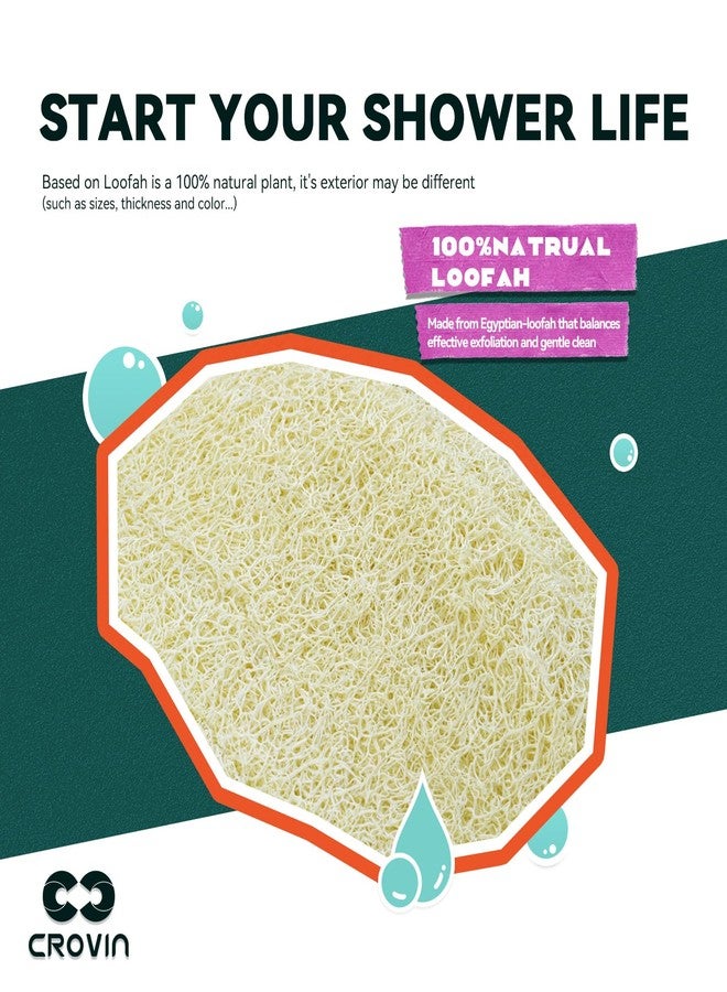 Crovin Natural Loofah Exfoliating Body Scrubber, Bath Shower loofah Sponge for Easily and Effectively Clean Up Women and Man Face-4 Count (1 Pack), Creamwhite, 3.15″X 3.15″ - Image 3