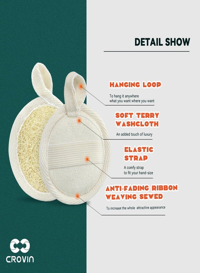 Crovin Natural Loofah Exfoliating Body Scrubber, Bath Shower loofah Sponge for Easily and Effectively Clean Up Women and Man Face-4 Count (1 Pack), Creamwhite, 3.15″X 3.15″ - Image 4