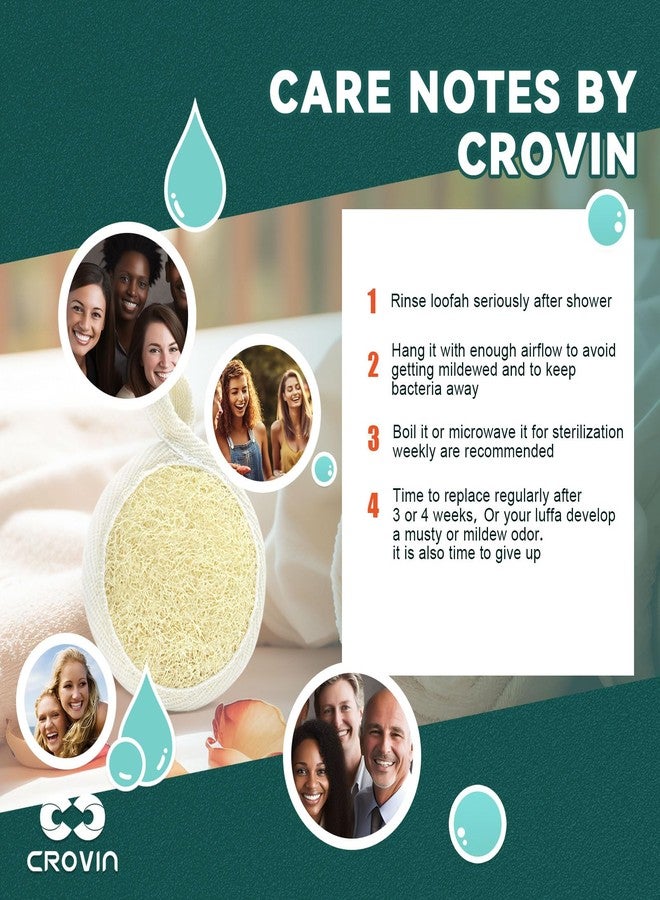 Crovin Natural Loofah Exfoliating Body Scrubber, Bath Shower loofah Sponge for Easily and Effectively Clean Up Women and Man Face-4 Count (1 Pack), Creamwhite, 3.15″X 3.15″ - Image 5