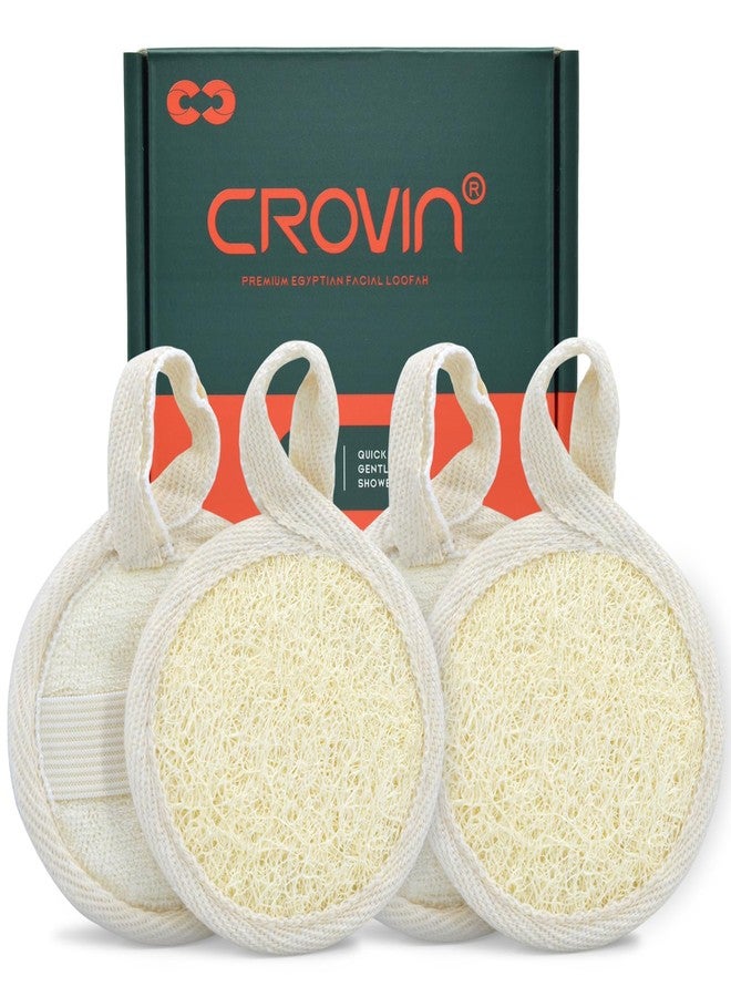 Crovin Natural Loofah Exfoliating Body Scrubber, Bath Shower loofah Sponge for Easily and Effectively Clean Up Women and Man Face-4 Count (1 Pack), Creamwhite, 3.15″X 3.15″ - Image 1