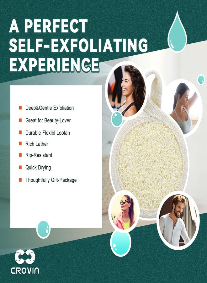 Crovin Natural Loofah Exfoliating Body Scrubber, Bath Shower loofah Sponge for Easily and Effectively Clean Up Women and Man Face-4 Count (1 Pack), Creamwhite, 3.15″X 3.15″ - Image 2