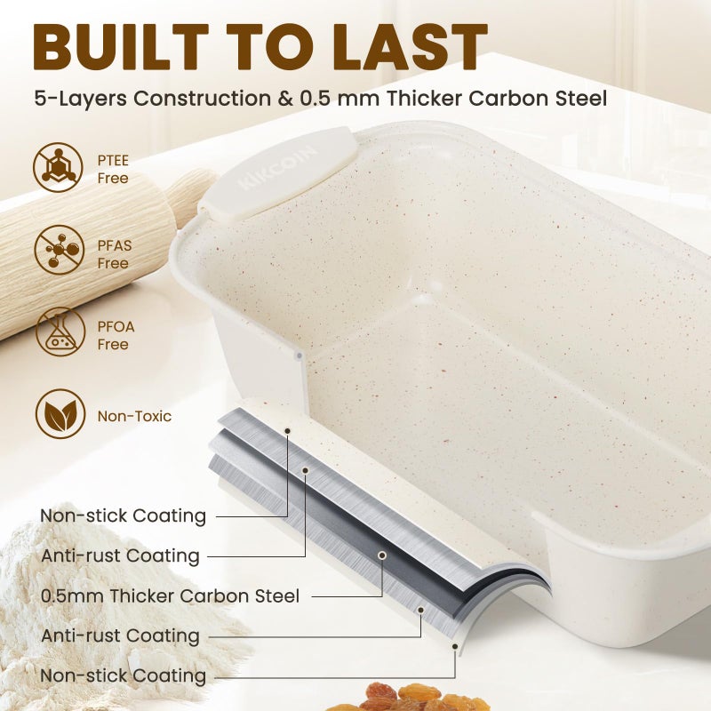 Kikcoin 22 PCS Nonstick Baking Pans Set, Stackable Bakeware Sets with Silicone Handles, 450Â°F Oven Safe Baking Sheet Set, Easy Release Cookie Sheets for Baking, Cream - Image 3