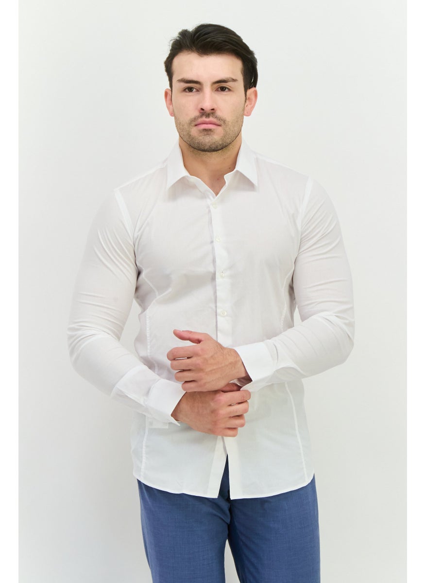 Sorbino Men Stretch Long Sleeve Plain Casual Shirt, White  - Image 1