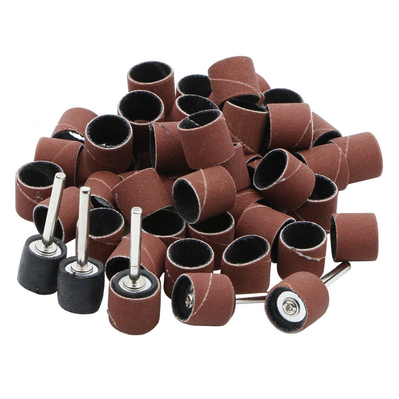 NewZoll 50pcs 400 Grits 1/2 Inch Sanding Bands Sanding Sandpaper Sleeves with 5pcs Sand Drum Mandrels for Nail Drill - Image 1