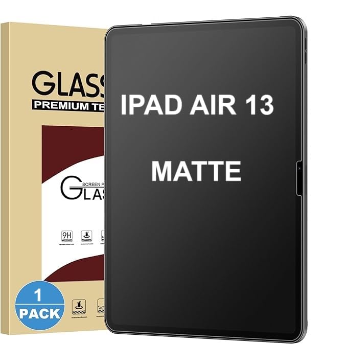 TECHSHIELD Matte Screen Protector for iPad Air 13-Inch(2025/2024, M3/M2), Full Coverage Tempered Glass Face ID & Apple Pencil Compatible - Image 1