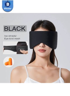 Bliszaar Sleep Eye Mask for Side Sleepers with Soundproof Ear Covers and Earplugs Set, Cooling Blackout Eye Mask for Sleeping, Dual-Sided All-Season Travel Sleep Mask for Women Men, Adjustable Large Size Blindfold Fits All Heads，Black  - Image 2