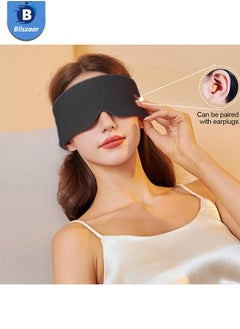 Bliszaar Sleep Eye Mask for Side Sleepers with Soundproof Ear Covers and Earplugs Set, Cooling Blackout Eye Mask for Sleeping, Dual-Sided All-Season Travel Sleep Mask for Women Men, Adjustable Large Size Blindfold Fits All Heads，Black  - Image 1