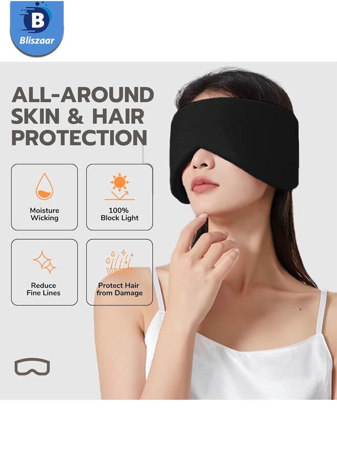 Bliszaar Sleep Eye Mask for Side Sleepers with Soundproof Ear Covers and Earplugs Set, Cooling Blackout Eye Mask for Sleeping, Dual-Sided All-Season Travel Sleep Mask for Women Men, Adjustable Large Size Blindfold Fits All Heads，Black  - Image 3