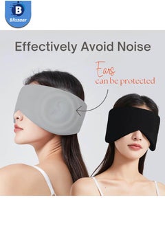 Bliszaar Sleep Eye Mask for Side Sleepers with Soundproof Ear Covers and Earplugs Set, Cooling Blackout Eye Mask for Sleeping, Dual-Sided All-Season Travel Sleep Mask for Women Men, Adjustable Large Size Blindfold Fits All Heads，Black  - Image 4
