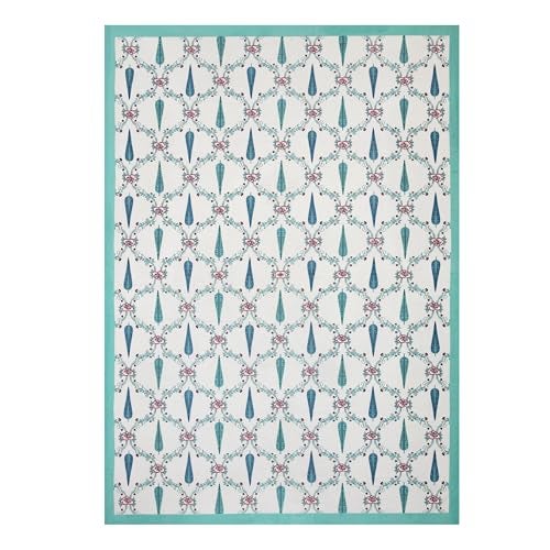 BLOCKS OF INDIA 200TC Diwan Set Cotton 8 Piece | Deewan Printed Bedsheet Sets for Living Room Hall (Set of 8 Piece, 1-Bed Sheet | 2-Bolster Cover | 5-Cushion Cover (Turquoise Patti) - Image 5