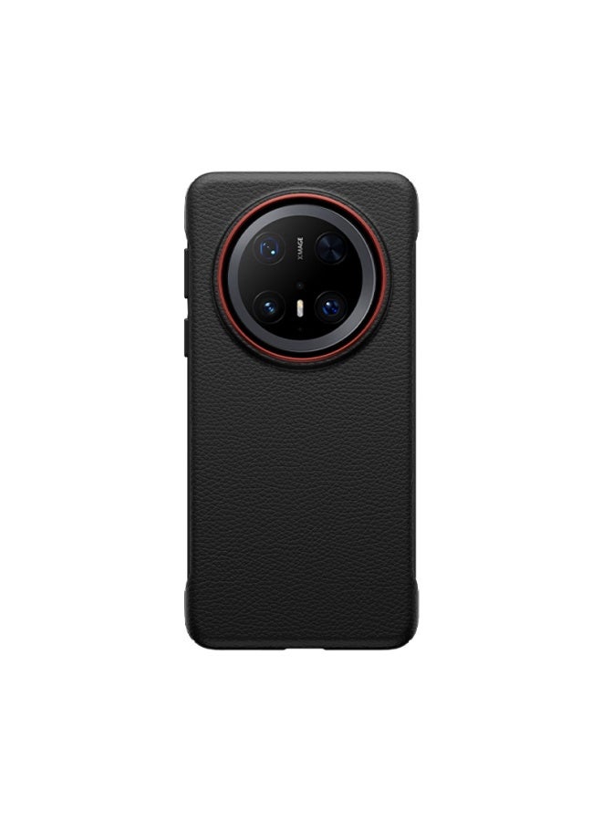 Stryfer Huawei Mate70pro+ غطاء هاتف Huawei Mate70pro غطاء واقي Borderless Lens فتحة كبيرة نصف تغليف نمط ليتشي للرجال والنساء قشرة صلبة - Red Circle Gray - Image 3