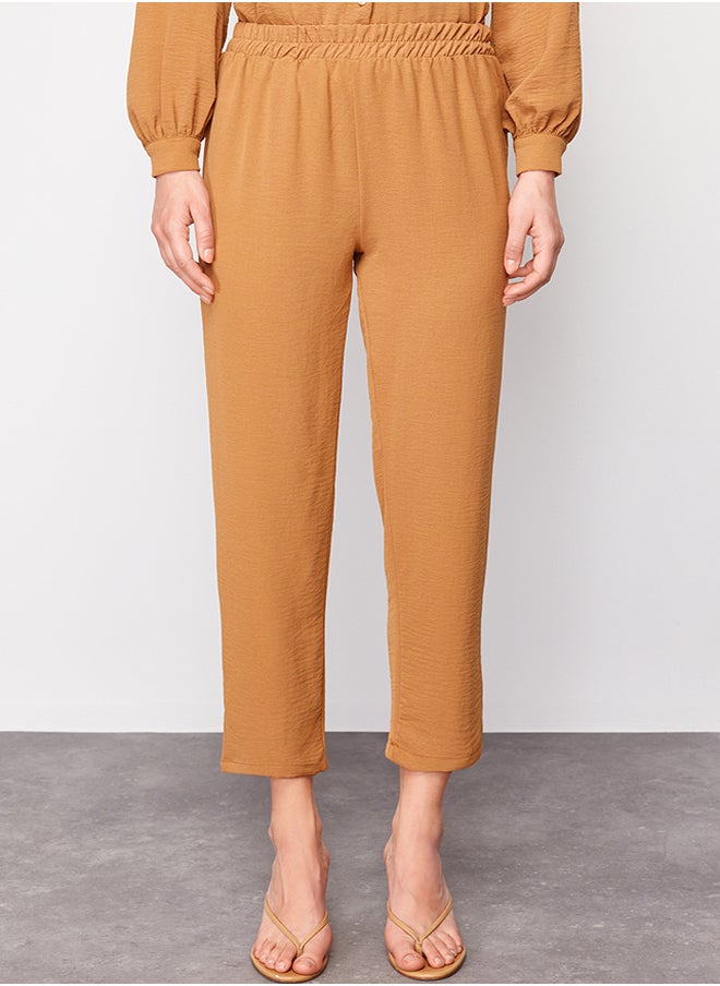 trendyol Dark Beige Sleeve Detailed Shirt-Trousers Woven Suit TCTSS21AU0241  - Image 5