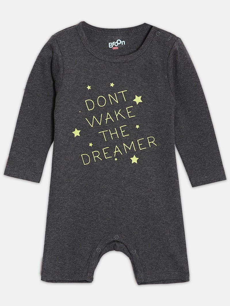 برون طقم رومبرز قطن عضوي مطبوع للأطفال الرضع من برون - أسود وأبيض - قطعتان - Image 2