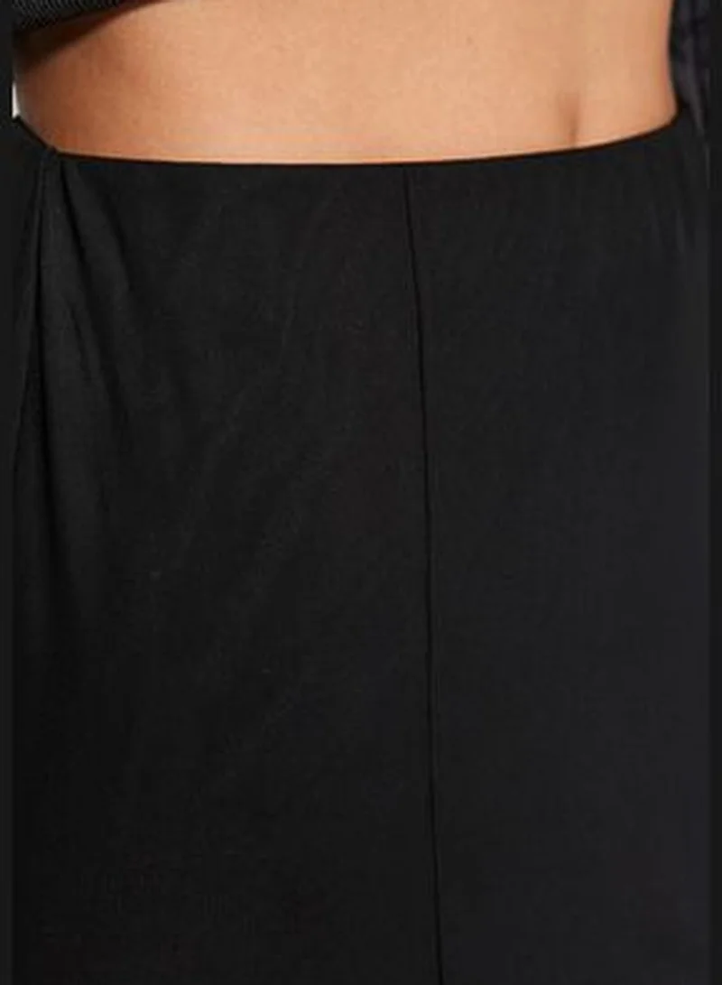 trendyol Black Lined Tulle Maxi Knitted Skirt TWOAW24ET00130