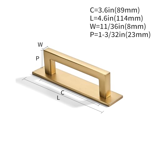 khtumeware 5 Pack 312 Inch Hole Center Champagne Bronze Cabinet Pull with Backplate Solid HeavyDuty Handles with Base Plate Cabinet Hardware Drawer Pulls Kitchen Cabinet - Image 3