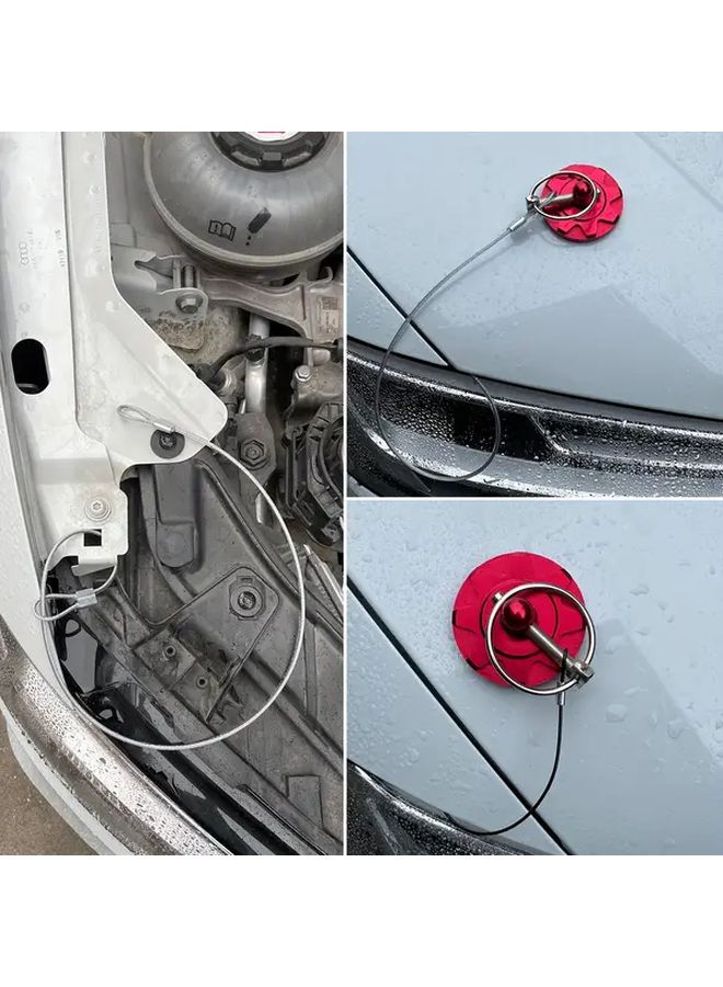 Red 2pcs Universal Hood Pins Lock Kit CNC Aluminum Bonnet Decoration - Image 3