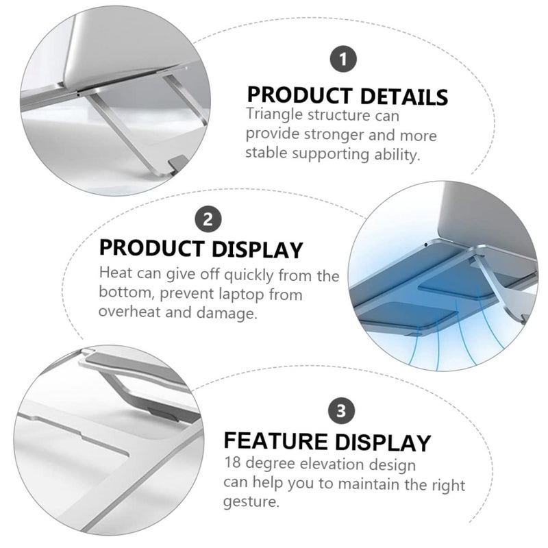Aluminum Alloy Foldable Laptop Stand Desk Notebook Support Bracket Silver - Image 4