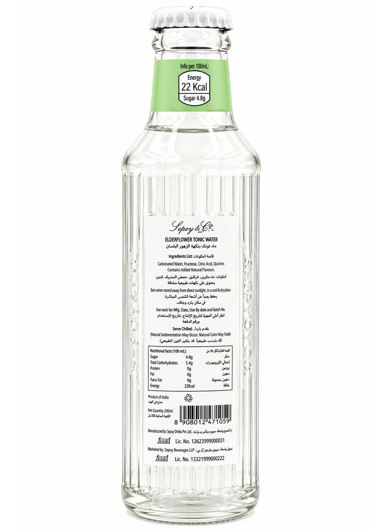 Sepoy & Co Elderflower Tonic Water Low Calorie 200ml Pack of 4 - Image 3