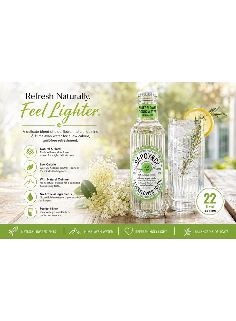 Sepoy & Co Elderflower Tonic Water Low Calorie 200ml Pack of 4 - Image 5