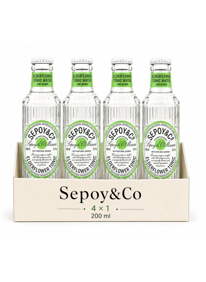 Sepoy & Co Elderflower Tonic Water Low Calorie 200ml Pack of 4 - Image 1