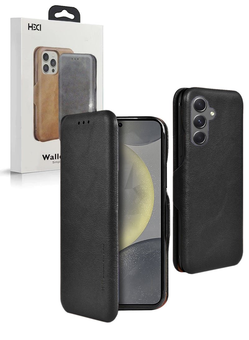 HDCI PU Leather Texture Flip Wallet Case Cover For Samsung Galaxy S24+ / S24 Plus 5G 2024 Black  - Image 1
