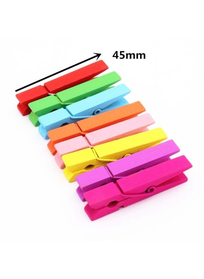 Multicolor Wooden Clothespins Clips Set – Colorful Mini Photo Paper Display Clips set of - Image 2
