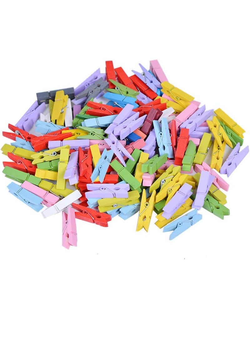 Multicolor Wooden Clothespins Clips Set – Colorful Mini Photo Paper Display Clips set of - Image 1